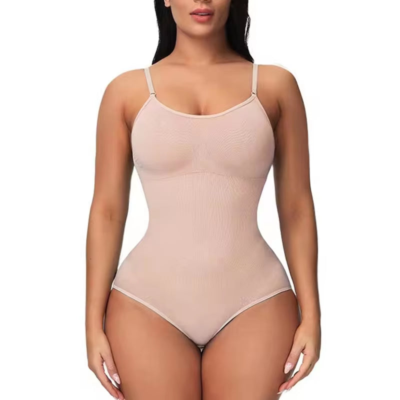 Slimming V-Neck Bodysuit with Compression and Open Crotch