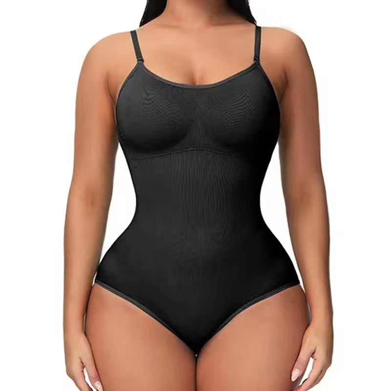 Slimming V-Neck Bodysuit with Compression and Open Crotch