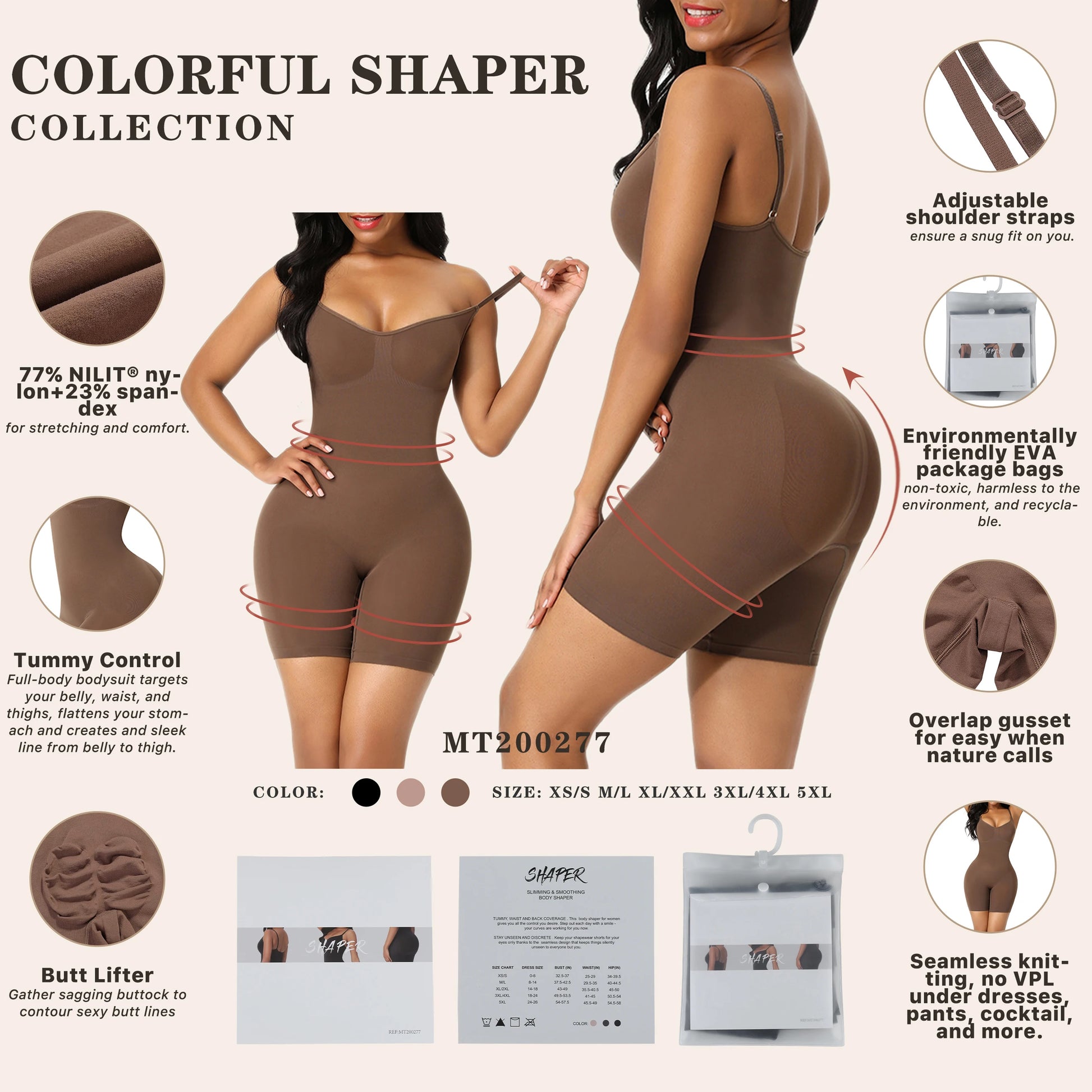 Faja Colombianas, Women Seamless Body Shaper, Push up Butt Firm, Compression Tummy