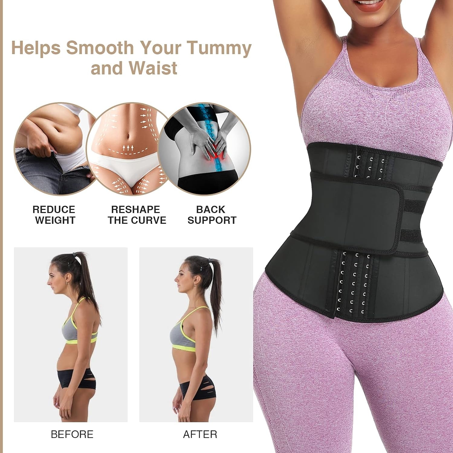 SculptingCincher: Long Torso Corset Waist Trainer for Women with Zipper/Hooks